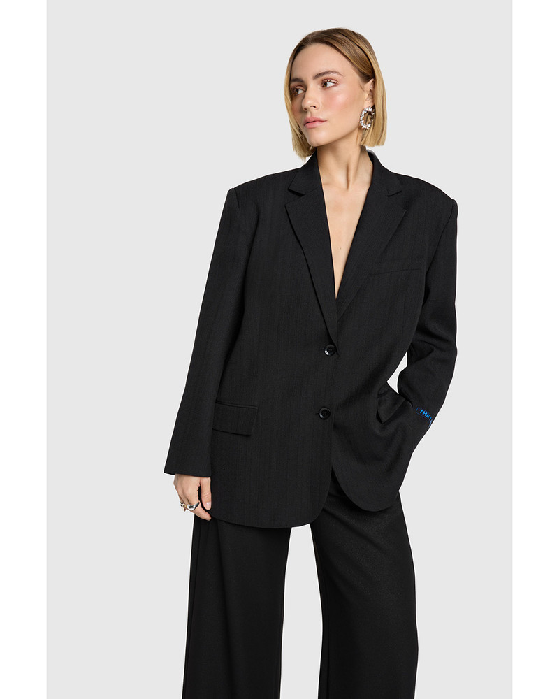 ladies woven structure blazer Zwart 1 ladies woven structure blazer Zwart 1