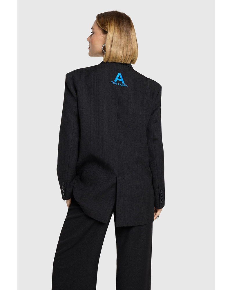 ladies woven structure blazer Zwart 1 ladies woven structure blazer Zwart 1