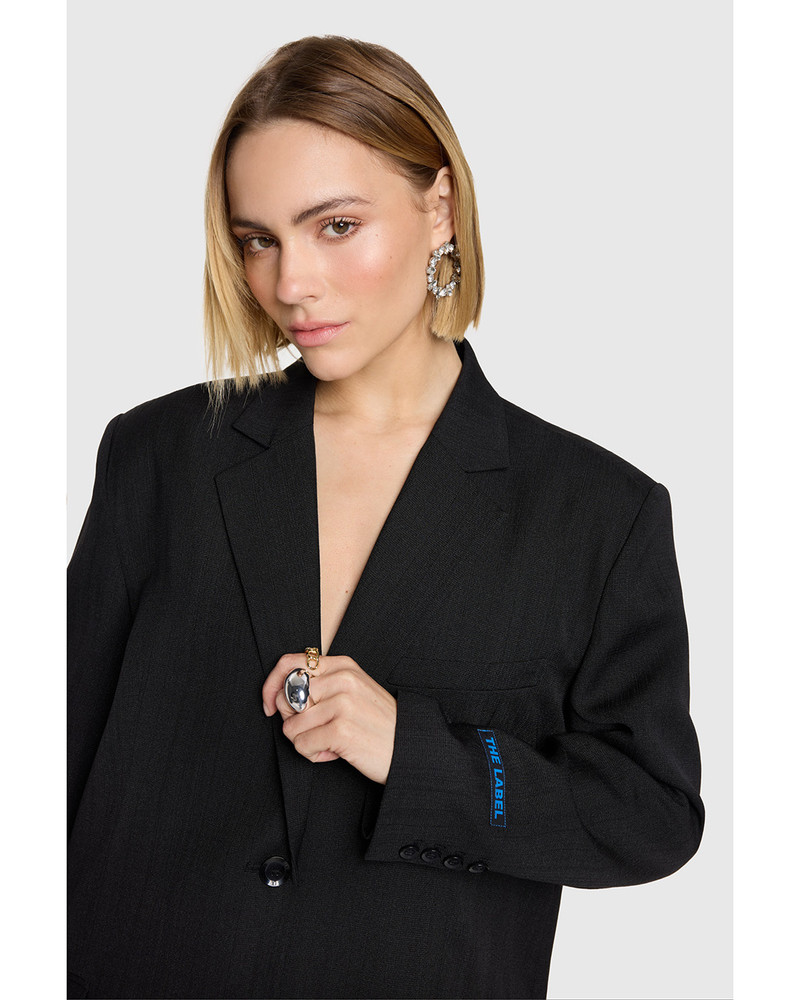 ladies woven structure blazer Zwart 1 ladies woven structure blazer Zwart 1