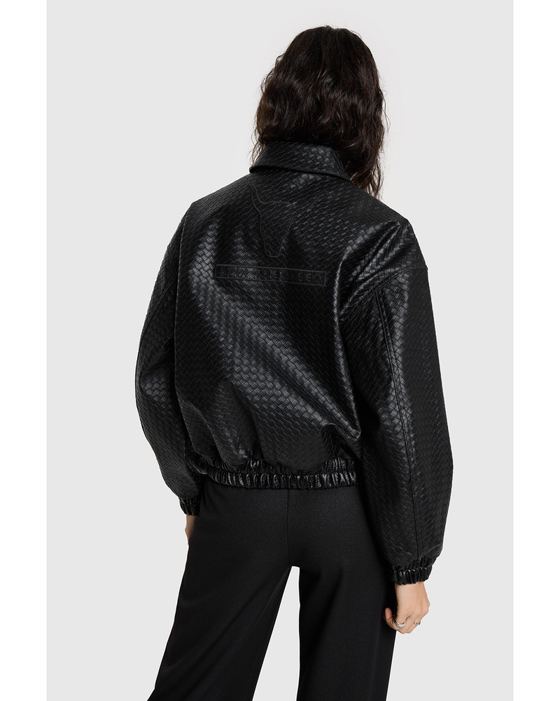 ladies woven braided faux leather jacket Zwart 1 ladies woven braided faux leather jacket Zwart 1
