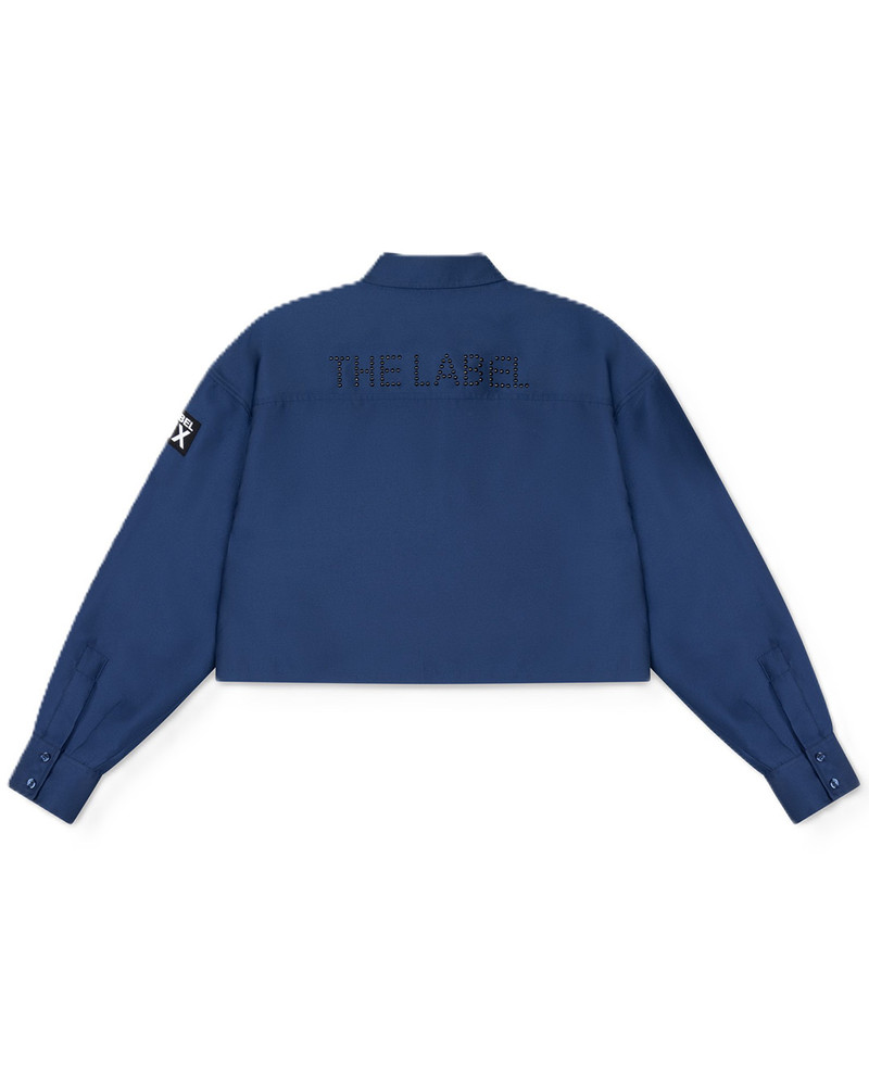 ladies woven cropped blouse Blauw ladies woven cropped blouse Blauw