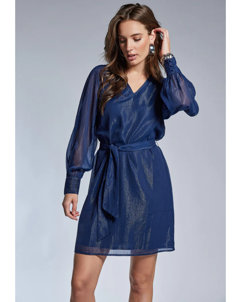 Dress Dion Lurex Donker Blauw Dress Dion Lurex Donker Blauw