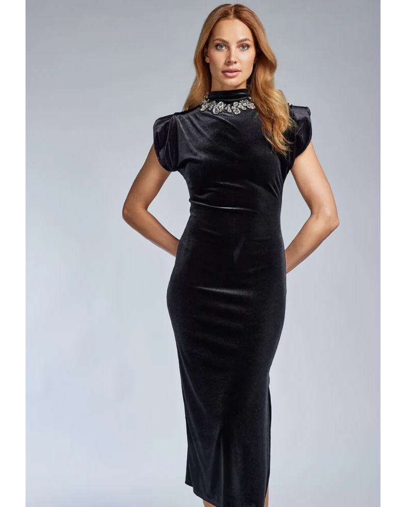 Dress Dot Velours Zwart 1 Dress Dot Velours Zwart 1