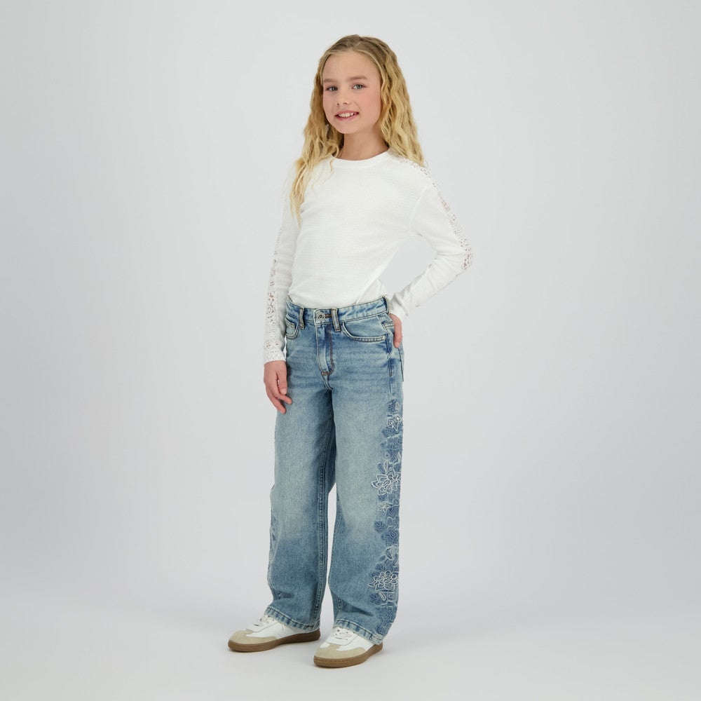 Cato Special Flower Embro Wide Leg Licht Blauw Cato Special Flower Embro Wide Leg Licht Blauw