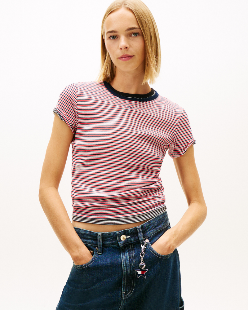 TJW Slim Essential RIB Striped SS EXT Rood TJW Slim Essential RIB Striped SS EXT Rood