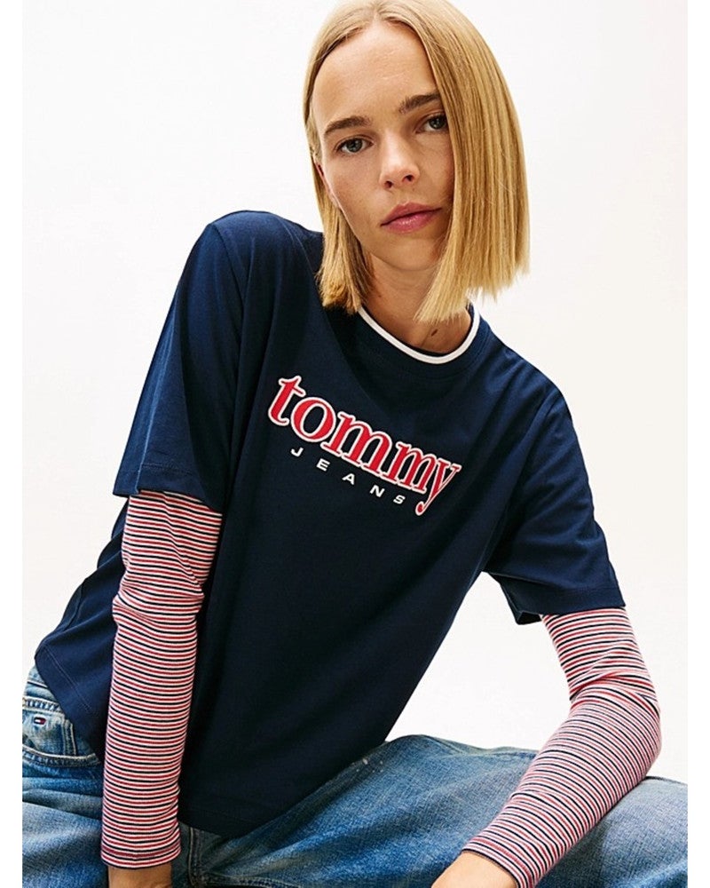 TJW BXY Tommy Applique SS Tee Donker Blauw TJW BXY Tommy Applique SS Tee Donker Blauw