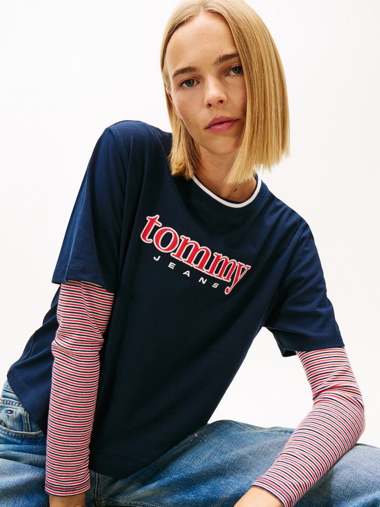 TJW BXY Tommy Applique SS Tee Donker Blauw TJW BXY Tommy Applique SS Tee Donker Blauw