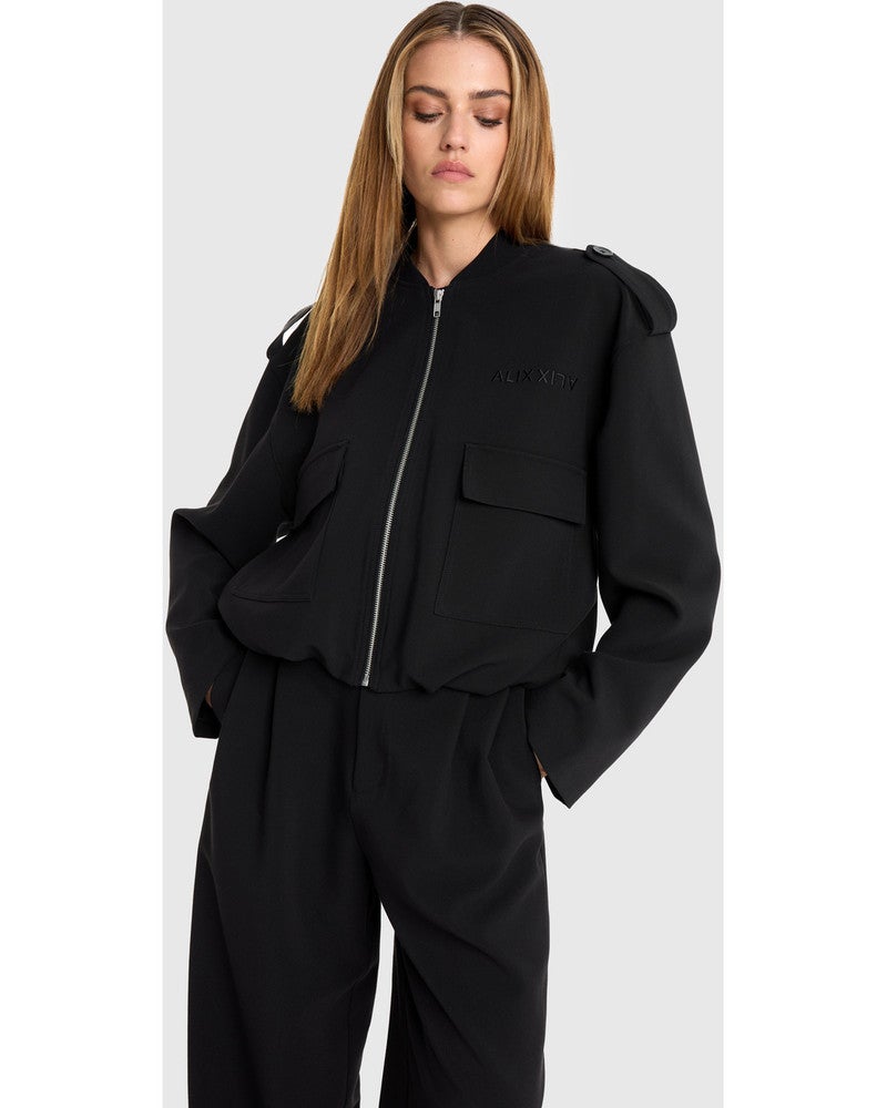 ladies woven balloon jacket Zwart 1 ladies woven balloon jacket Zwart 1