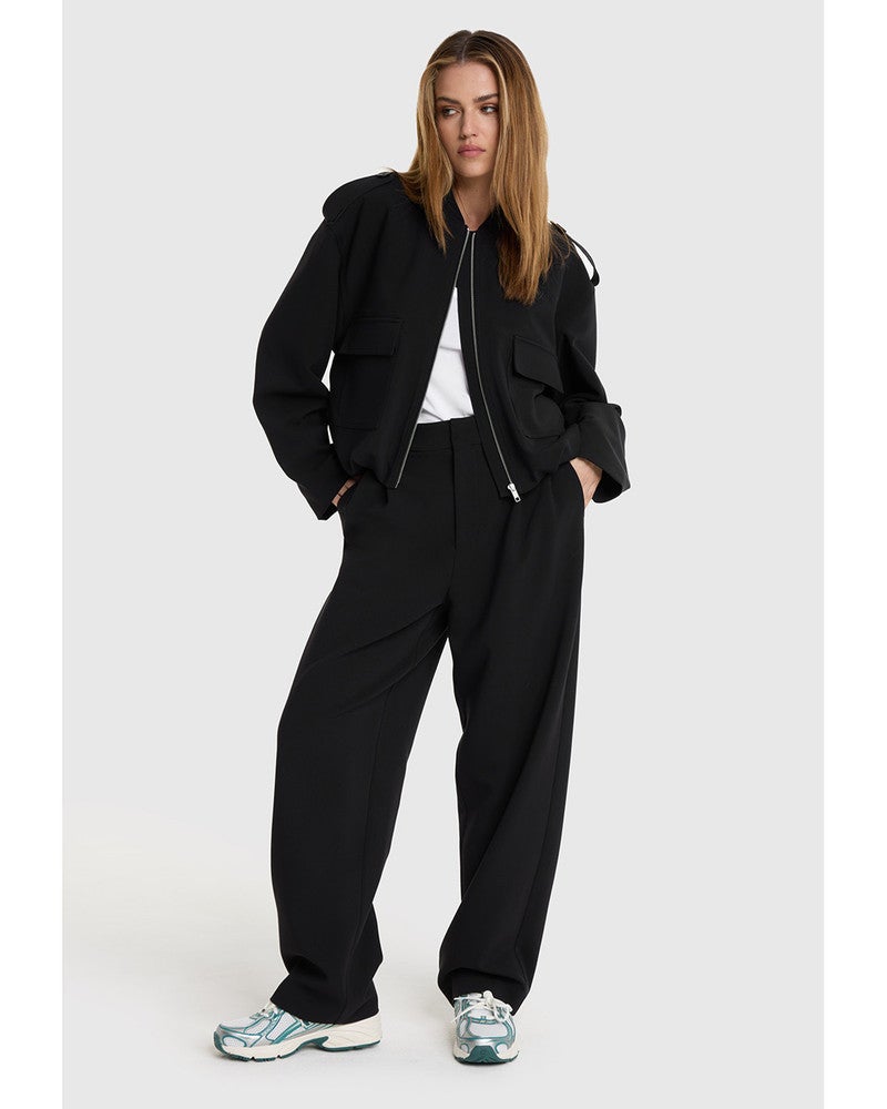 ladies woven baggy pantalon Zwart 1 ladies woven baggy pantalon Zwart 1