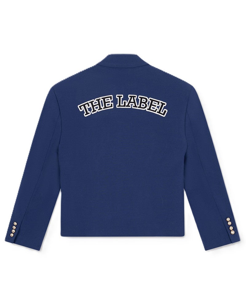 ladies woven boxy blazer Donker Blauw ladies woven boxy blazer Donker Blauw