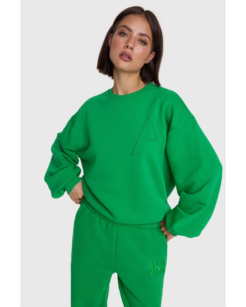 ladies knitted embroidered A sweater Groen ladies knitted embroidered A sweater Groen