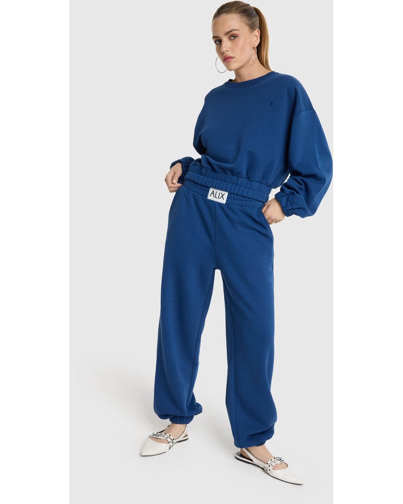 ladies knitted cropped A sweater Donker Blauw ladies knitted cropped A sweater Donker Blauw