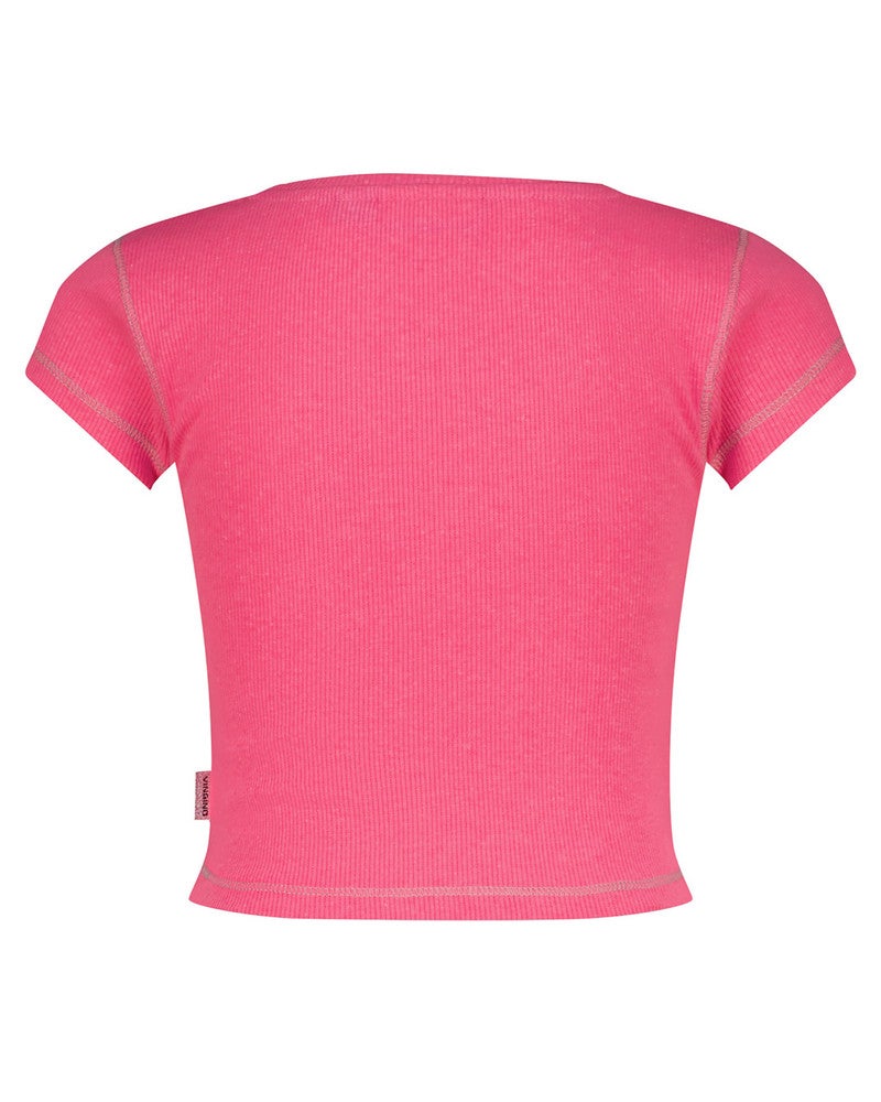 Basic-Crop Rib Tee Roze Basic-Crop Rib Tee Roze