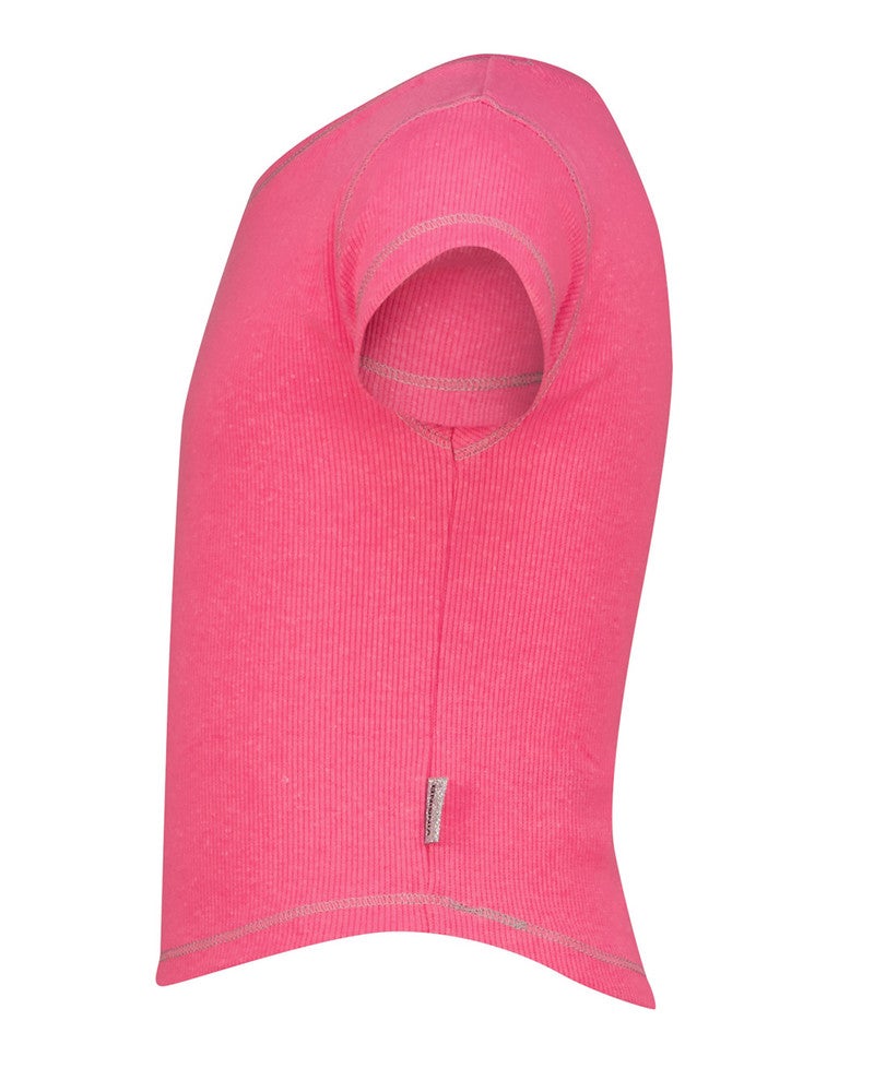 Basic-Crop Rib Tee Roze Basic-Crop Rib Tee Roze