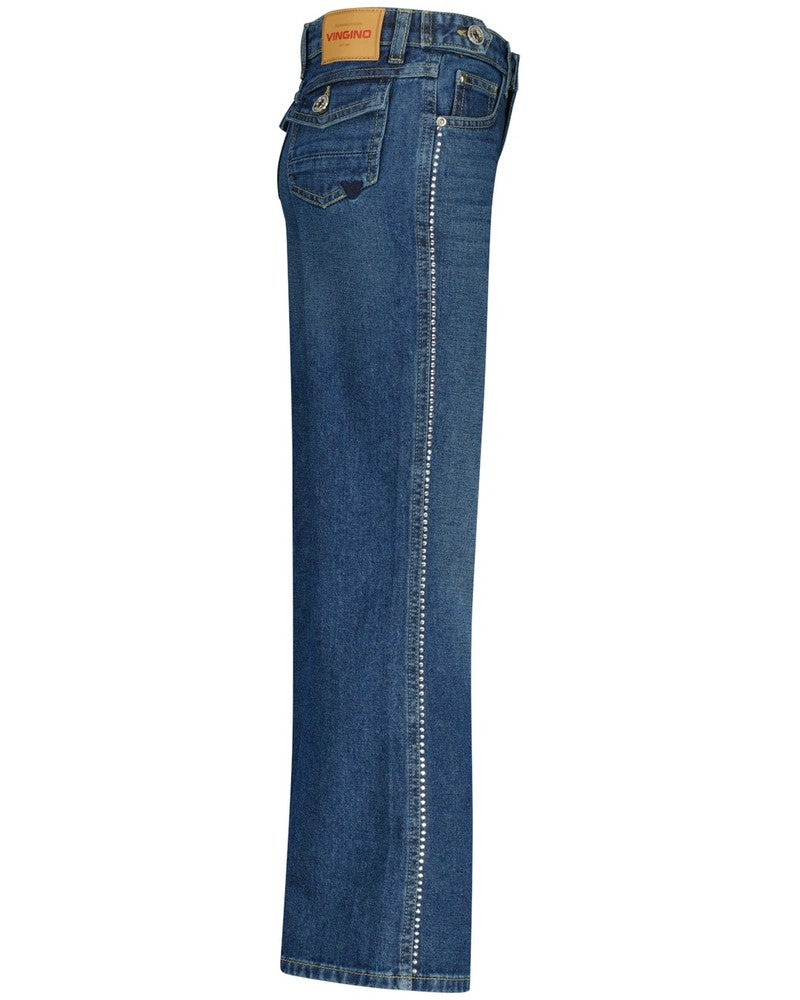 Caroline Stones Sideseam Wide Flair Blauw Caroline Stones Sideseam Wide Flair Blauw