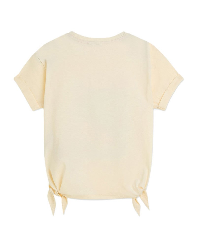 Front artwork relaxedfit knotted Tshirt Beige Front artwork relaxedfit knotted Tshirt Beige