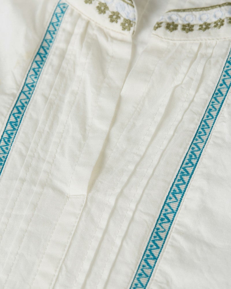 Embroidered cuff longsleeve cotton shirt Wit 1 Embroidered cuff longsleeve cotton shirt Wit 1