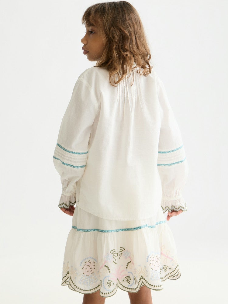 Embroidered cuff longsleeve cotton shirt Wit 1 Embroidered cuff longsleeve cotton shirt Wit 1