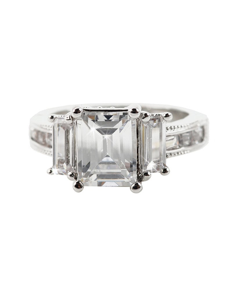 Engagement Ring Emerald Cut Zilver Engagement Ring Emerald Cut Zilver