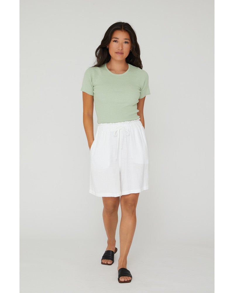 Rib knit short sleeve top Groen Rib knit short sleeve top Groen