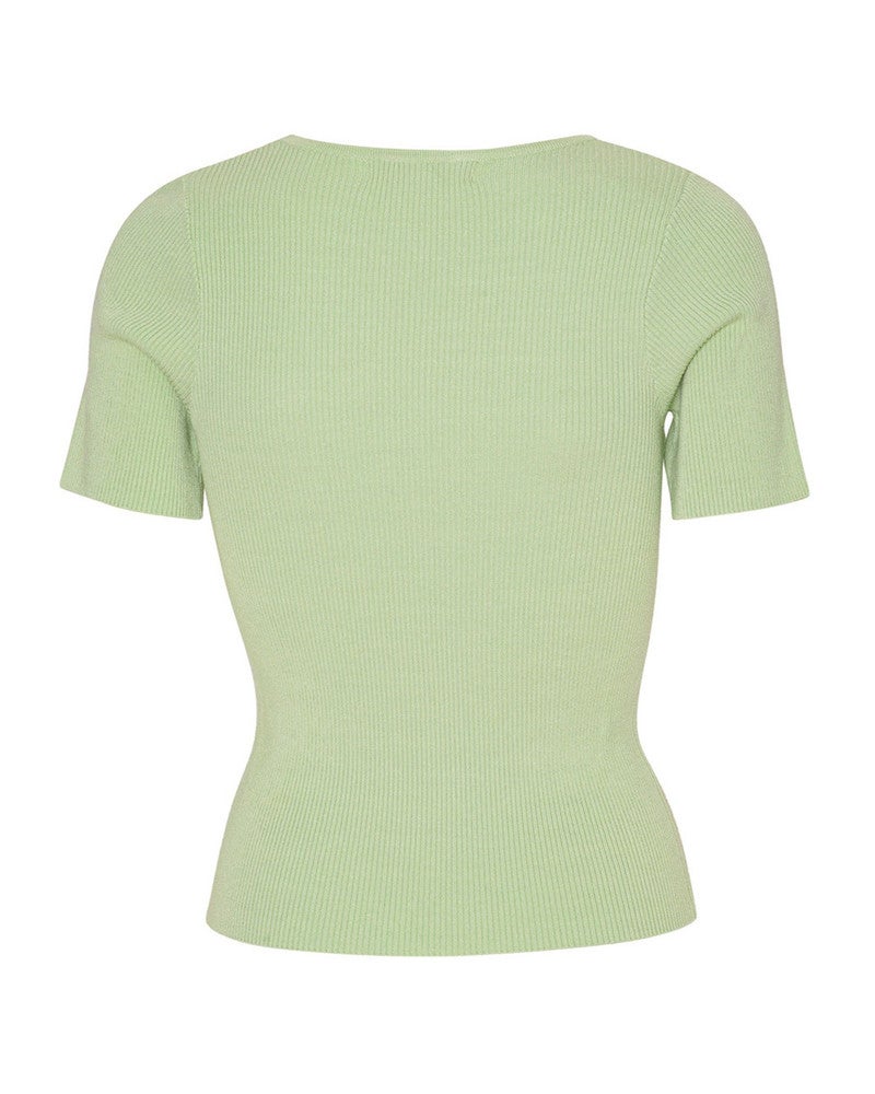 Rib knit short sleeve top Groen Rib knit short sleeve top Groen