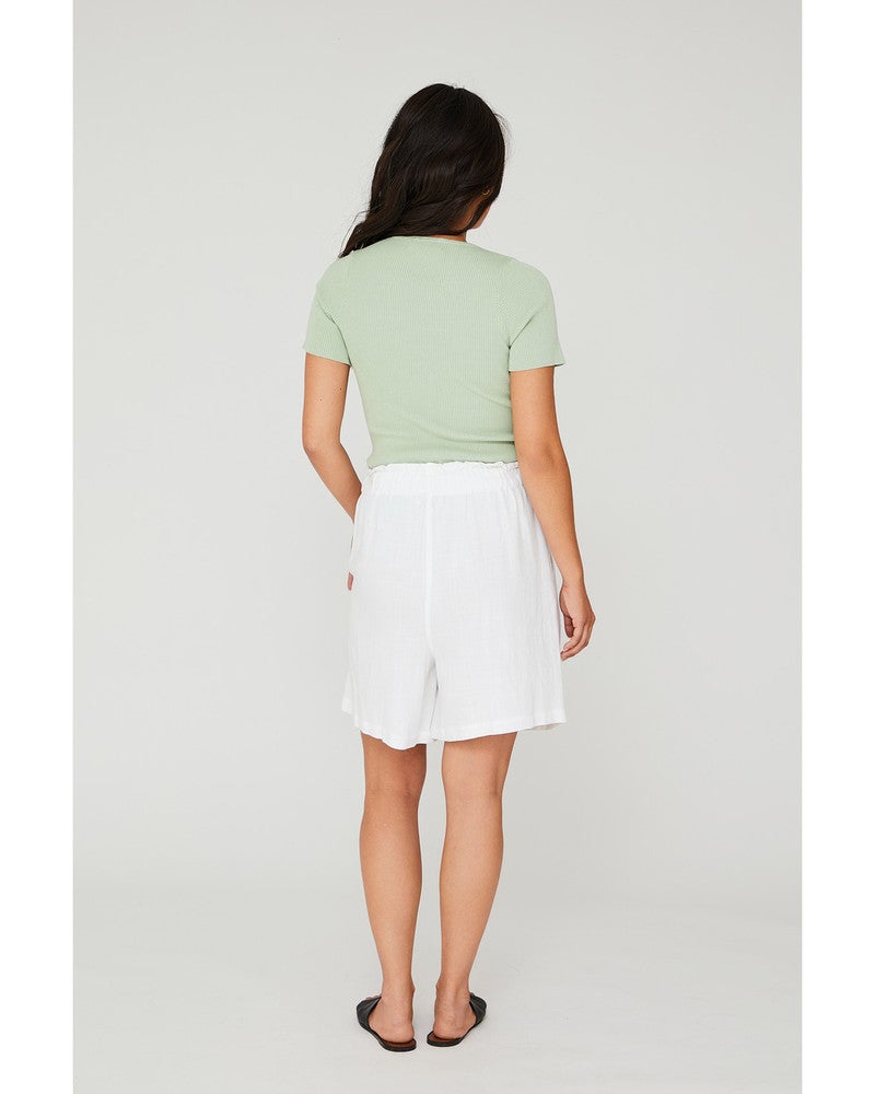 Rib knit short sleeve top Groen Rib knit short sleeve top Groen