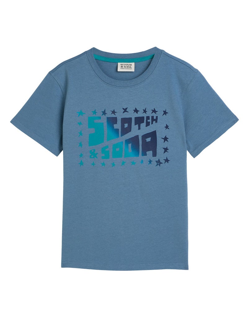 Front artwork regularfit Tshirt Blauw Front artwork regularfit Tshirt Blauw