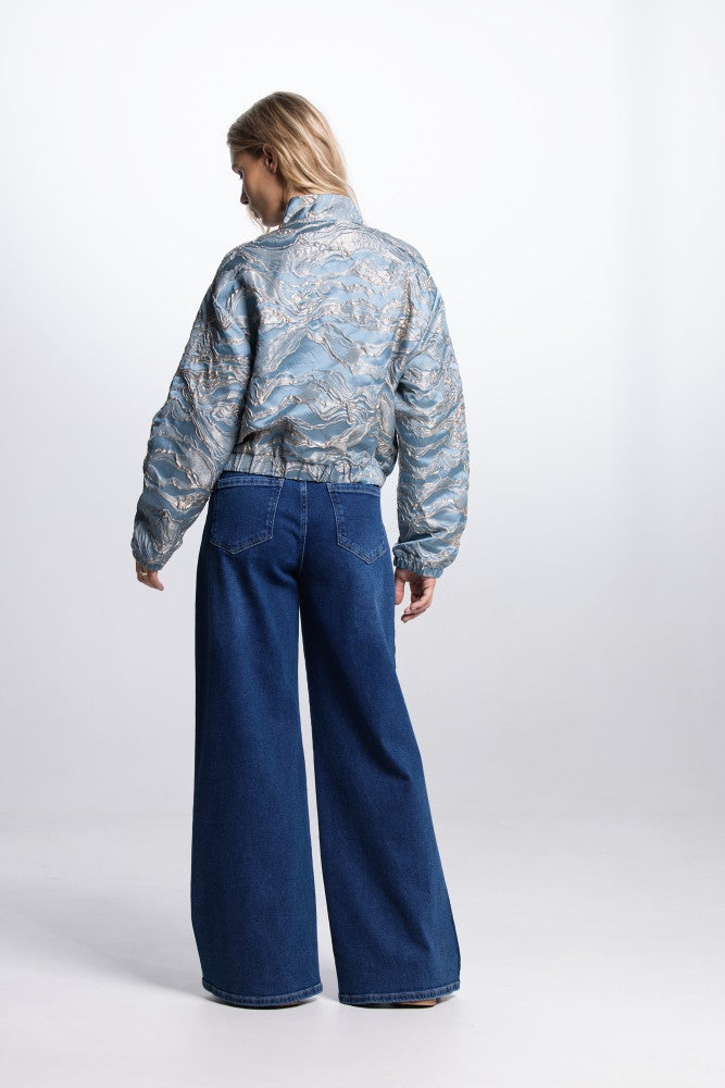 QWEN JASJE 219 GJ bomber long sleeve gold jacquard Blauw QWEN JASJE 219 GJ bomber long sleeve gold jacquard Blauw