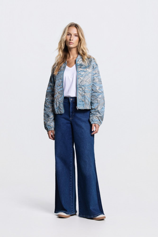 QWEN JASJE 219 GJ bomber long sleeve gold jacquard Blauw QWEN JASJE 219 GJ bomber long sleeve gold jacquard Blauw