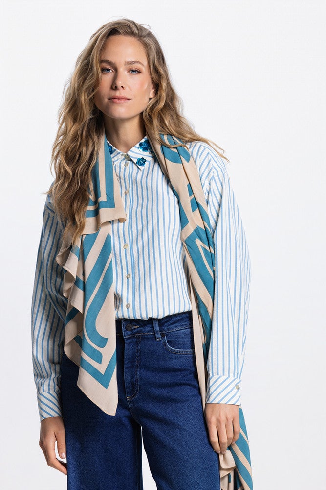 SCARF VTT 904 printed Blauw SCARF VTT 904 printed Blauw