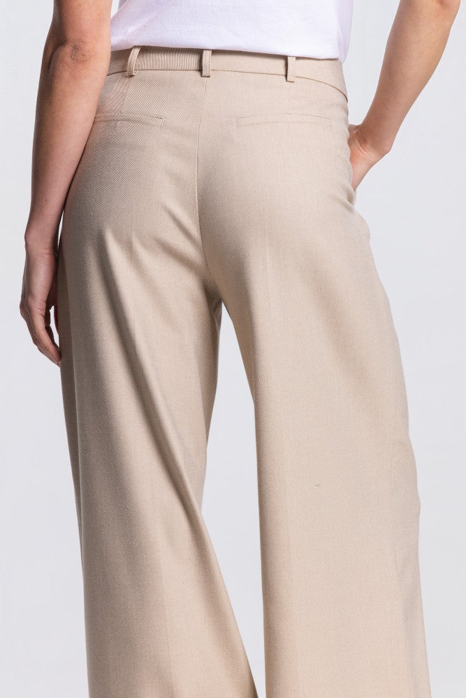 NIENKE BROEK 407 long wide leg omslag Zand NIENKE BROEK 407 long wide leg omslag Zand