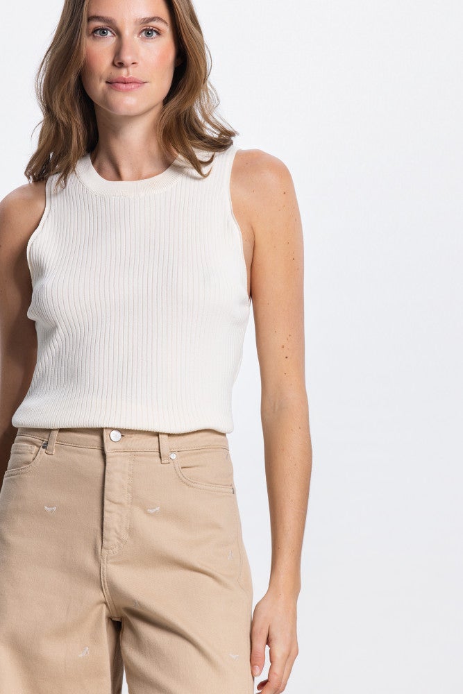 MOISE TOP K 305 sleeveless scallop edge Off White MOISE TOP K 305 sleeveless scallop edge Off White