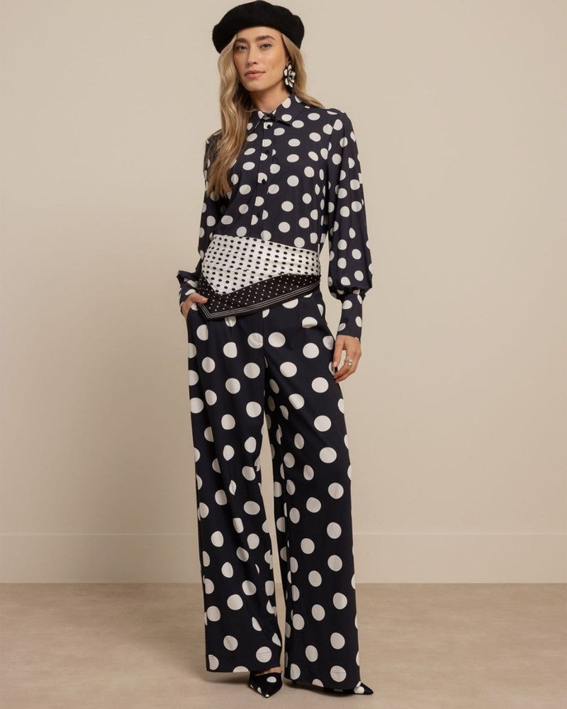 Rensje polkadot blouse Donker Blauw Rensje polkadot blouse Donker Blauw