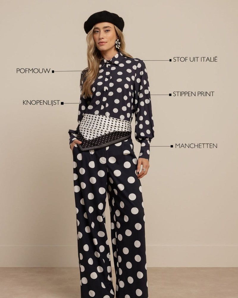 Rensje polkadot blouse Donker Blauw Rensje polkadot blouse Donker Blauw