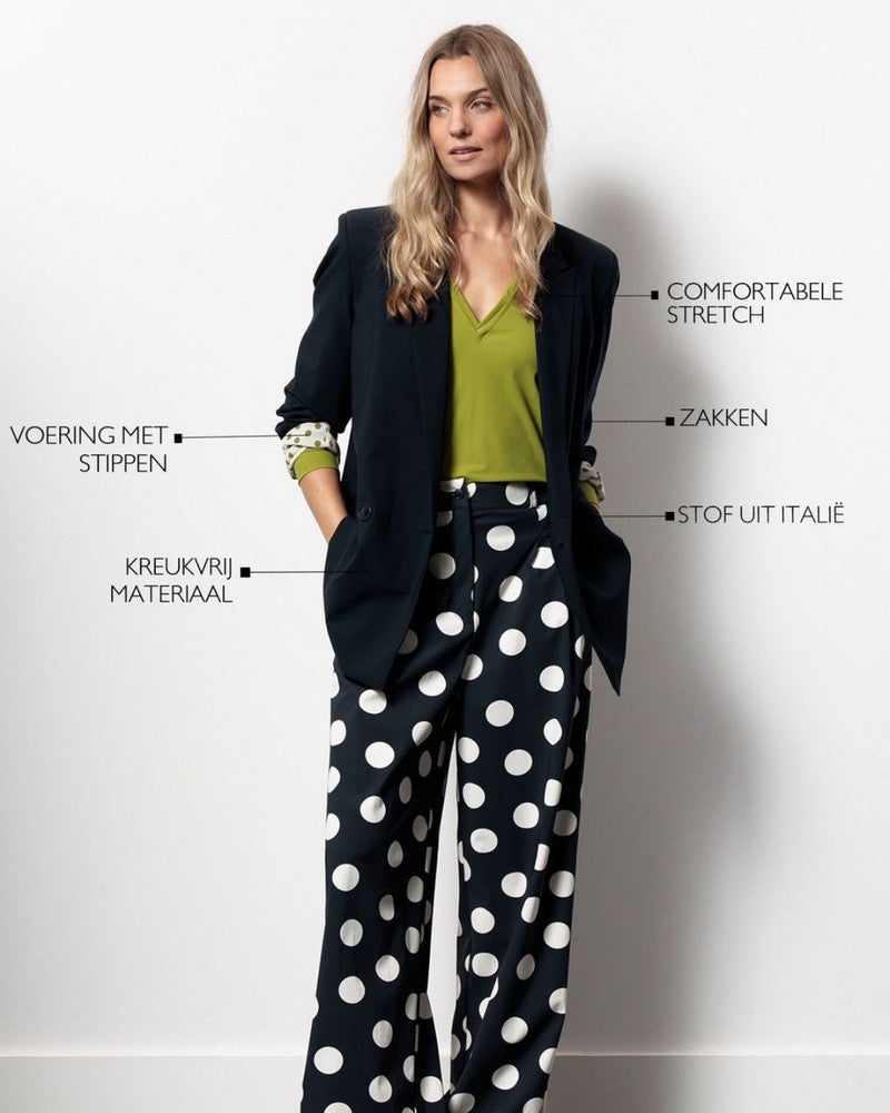 Dokus Blazer Polkadot Donker Blauw Dokus Blazer Polkadot Donker Blauw