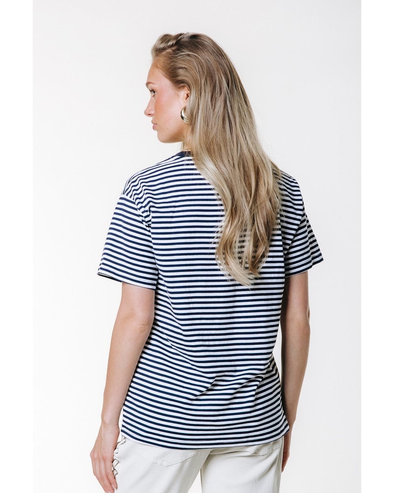 Striped Logo T-shirt Blauw Striped Logo T-shirt Blauw