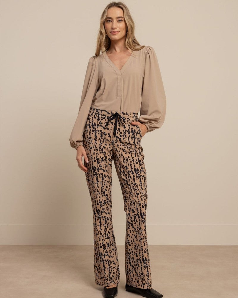 Flair drawstring block trousers Beige Flair drawstring block trousers Beige