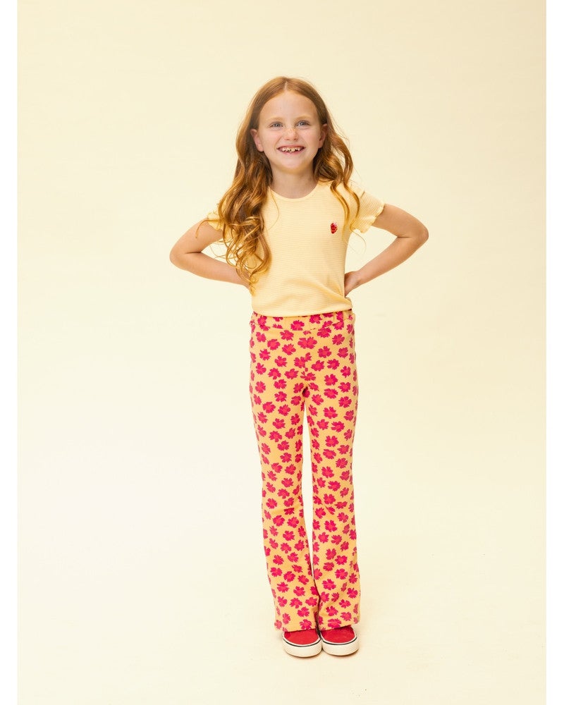 Little Flowered Flaired Sweat Pants Geel Little Flowered Flaired Sweat Pants Geel