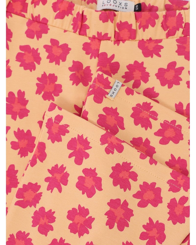 Little Flowered Flaired Sweat Pants Geel Little Flowered Flaired Sweat Pants Geel