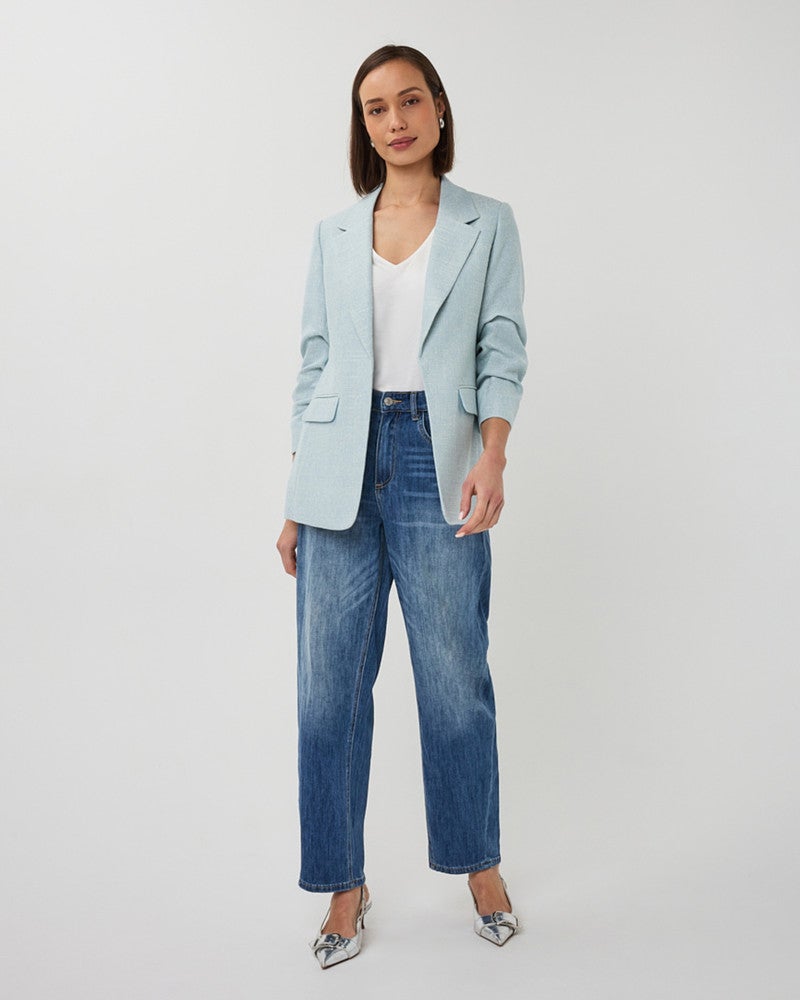 Blazer linen look Blauw Blazer linen look Blauw