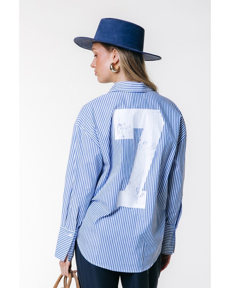 WB117601 Talia Striped Blouse Blauw WB117601 Talia Striped Blouse Blauw