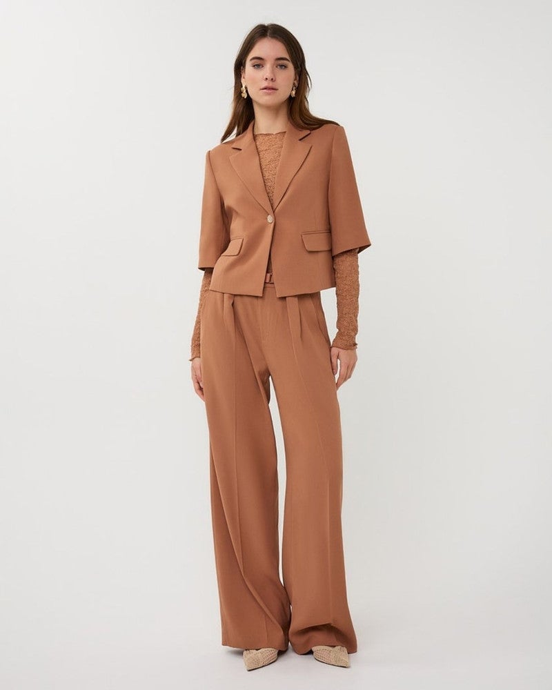 Blazer cropped crêpe Camel Blazer cropped crêpe Camel