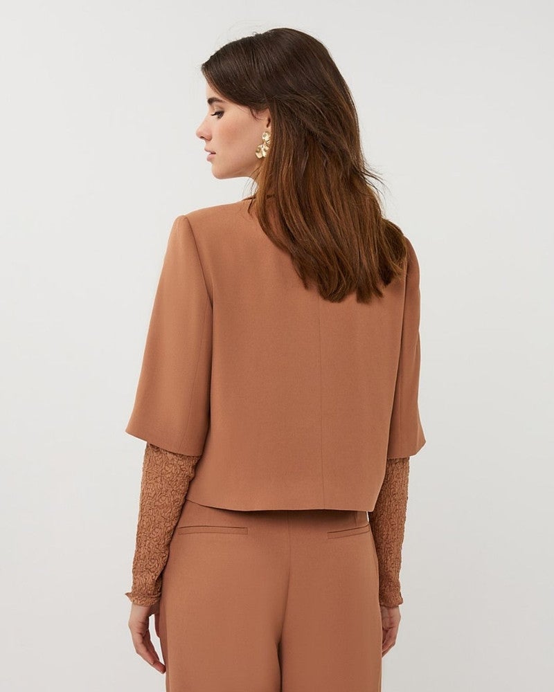 Blazer cropped crêpe Camel Blazer cropped crêpe Camel