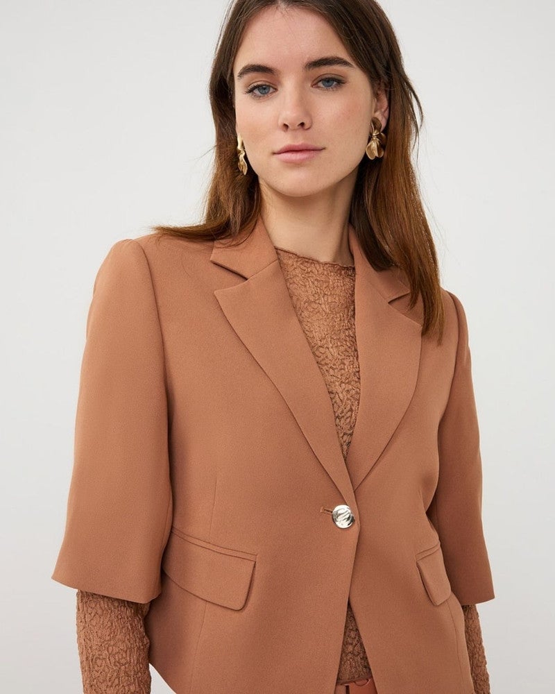 Blazer cropped crêpe Camel Blazer cropped crêpe Camel