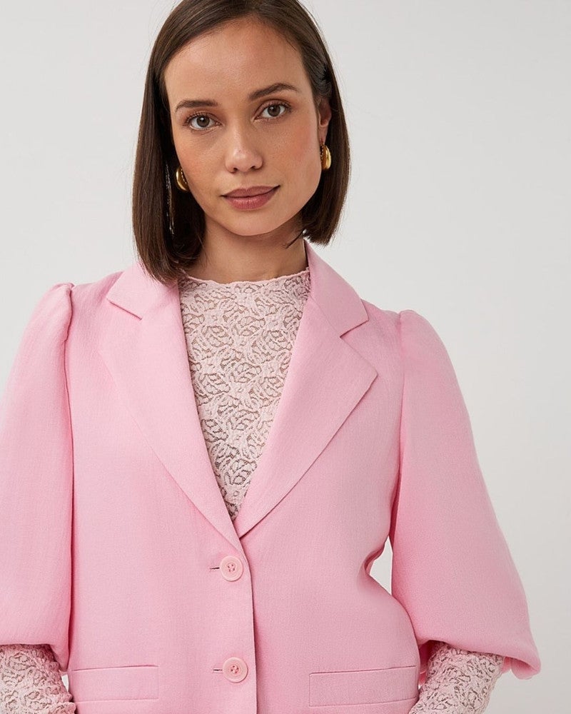 Blazer twill cropped puff slve Roze Blazer twill cropped puff slve Roze