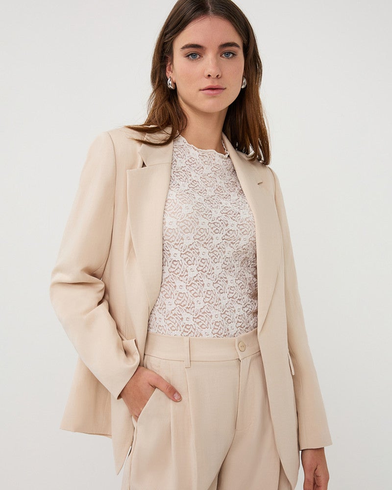 Blazer fine crinkle Zand Blazer fine crinkle Zand
