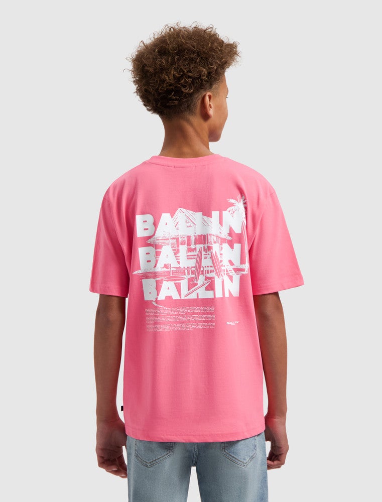 Junior Surfers Paradise House T-shirt Backprint Roze Junior Surfers Paradise House T-shirt Backprint Roze