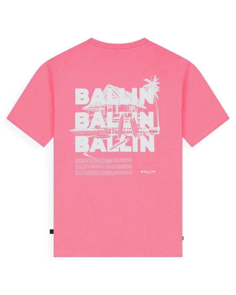 Junior Surfers Paradise House T-shirt Backprint Roze Junior Surfers Paradise House T-shirt Backprint Roze