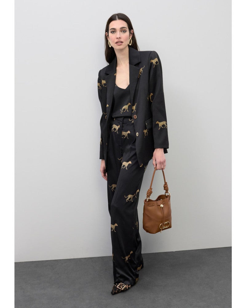 Straight Fit Satijn Blazer Zwart 1 Straight Fit Satijn Blazer Zwart 1