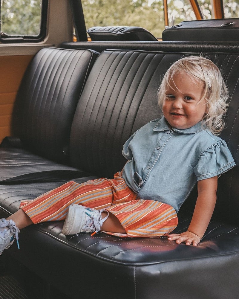 Cotton Denim Ruffle Blouse Licht Blauw Cotton Denim Ruffle Blouse Licht Blauw